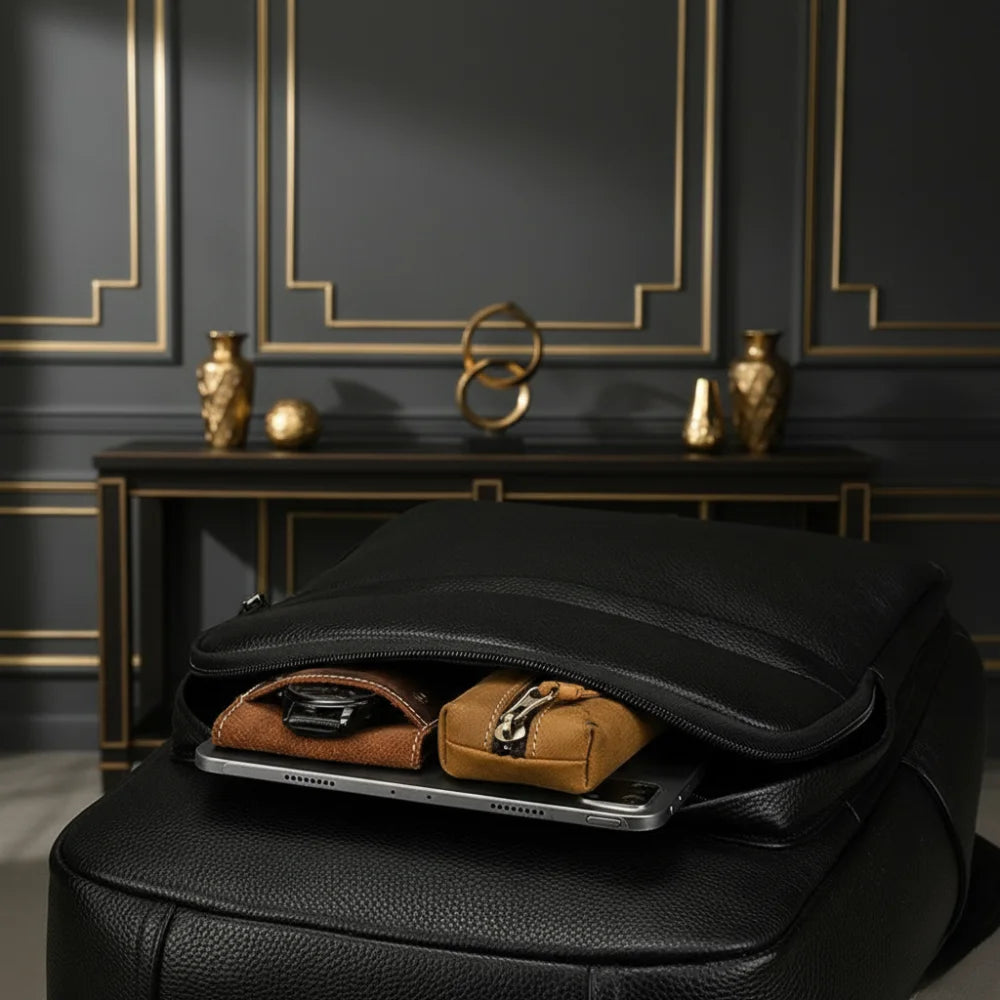 Mochila Masculina de Couro - Modelo Linea