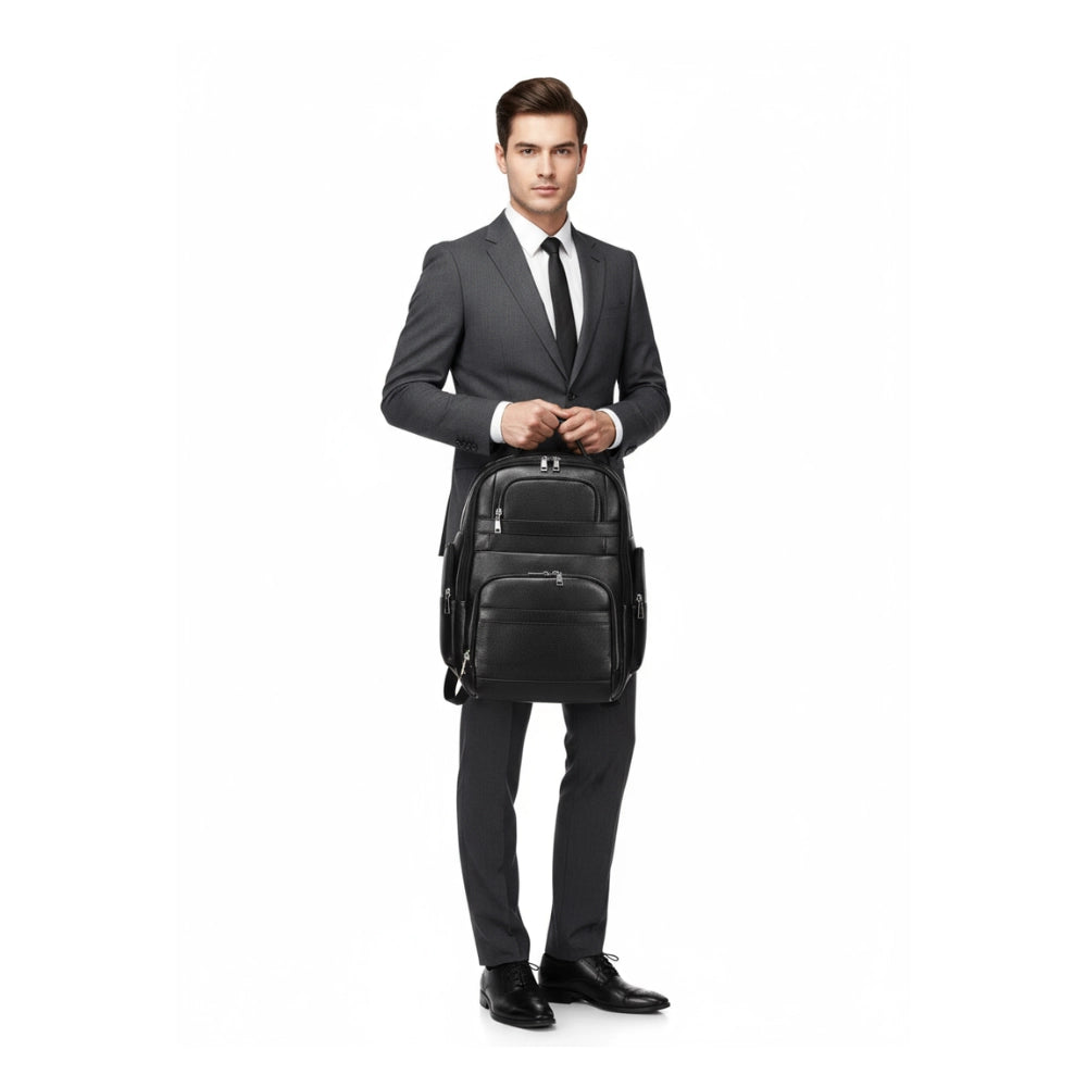 Mochila Masculina de Couro - Modelo Vintage Black