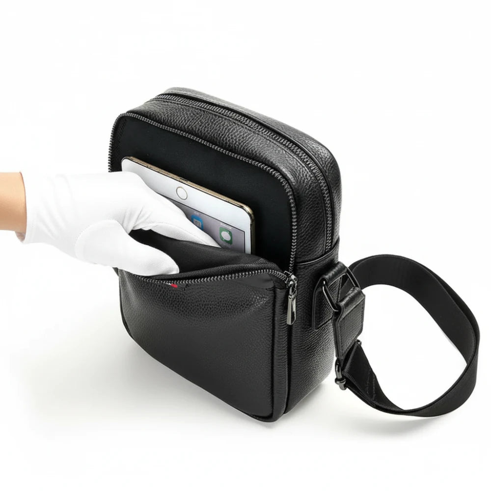 Bolsa Transversal de Couro Masculina - Modelo Apex
