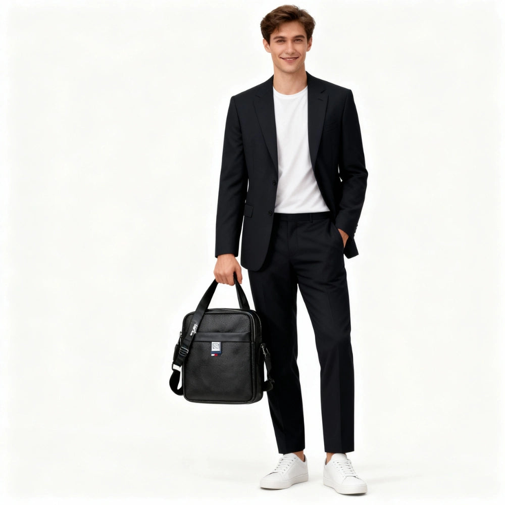 Bolsa Transversal de Couro Masculina - Modelo Apex