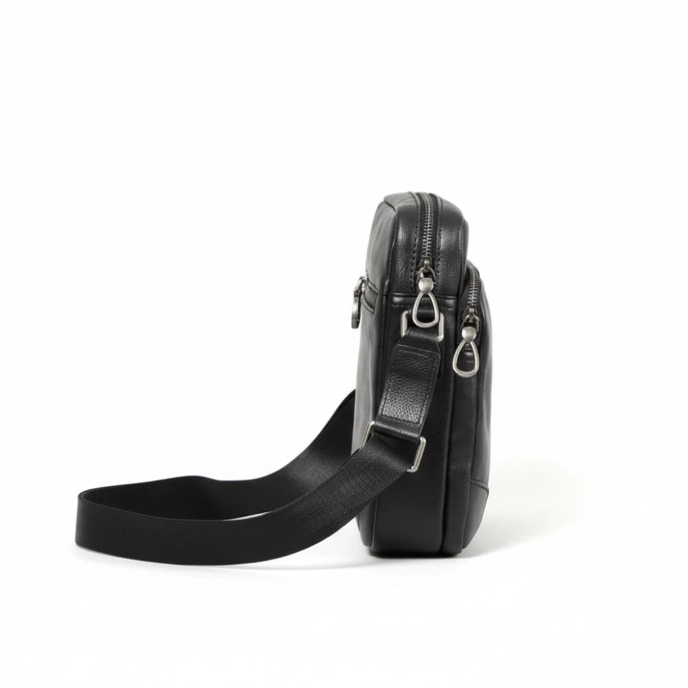 Bolsa Transversal de Couro Masculina - Modelo Core Black