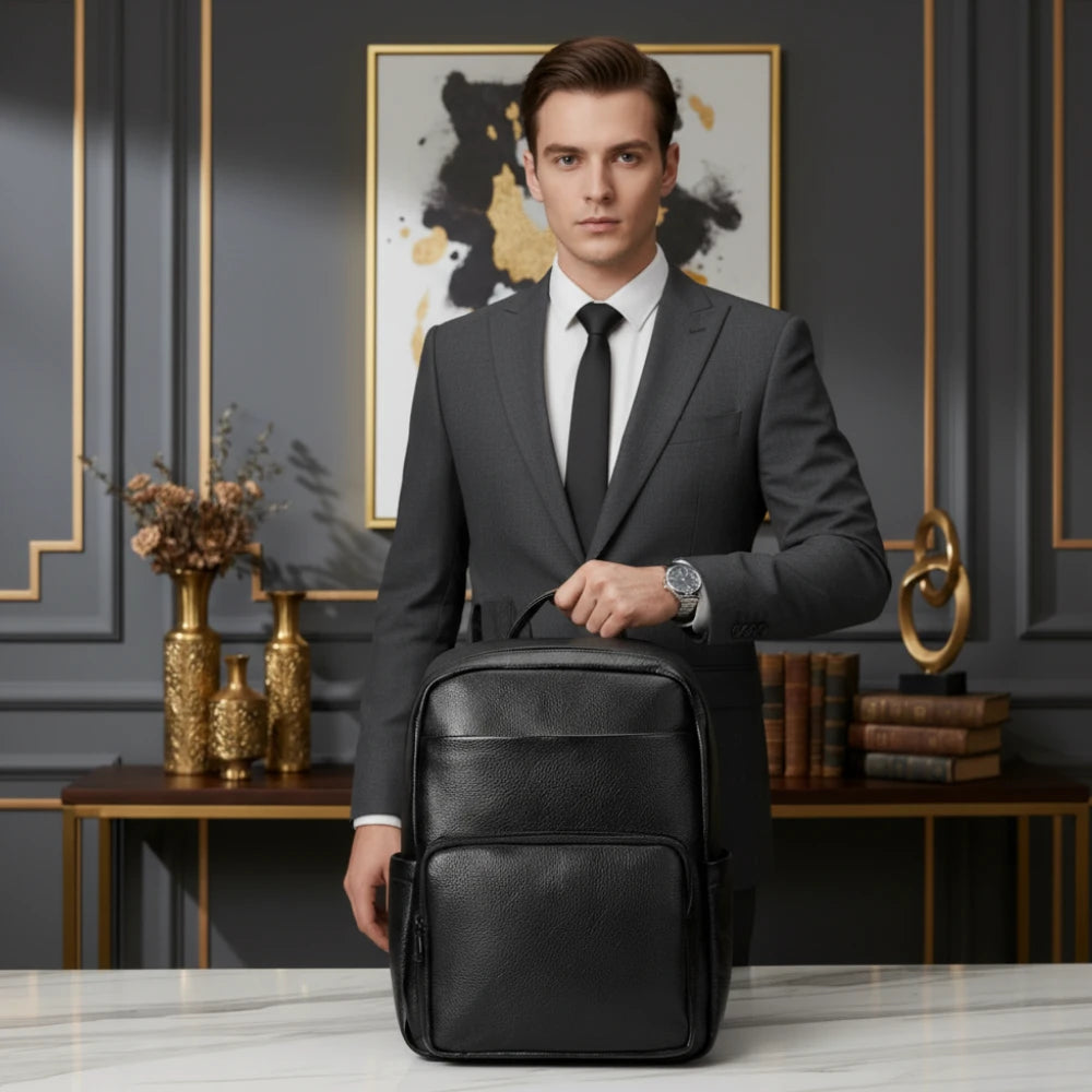 Mochila Masculina de Couro - Modelo Noir