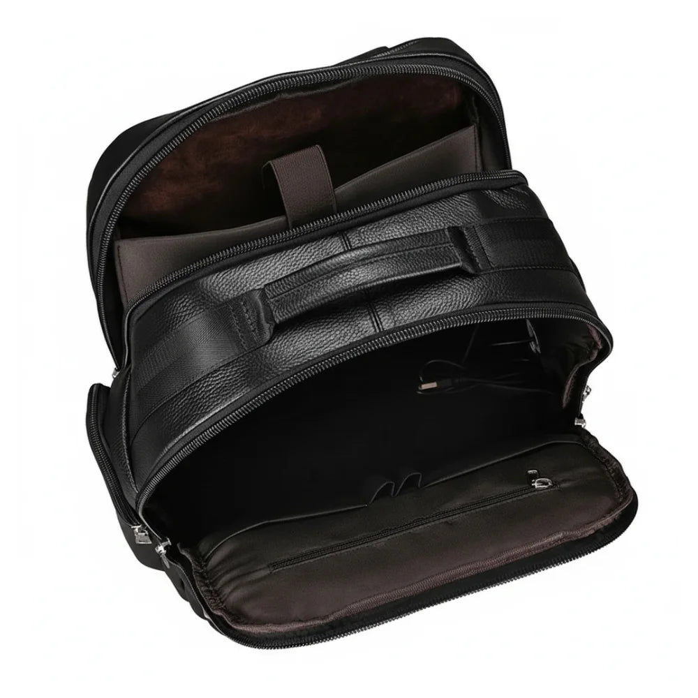 Mochila Masculina de Couro - Modelo Vintage Black