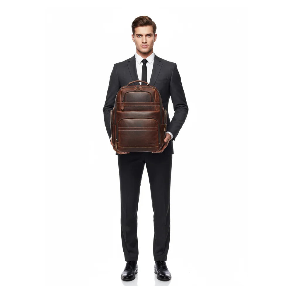 Mochila Masculina de Couro - Modelo Vintage Brown