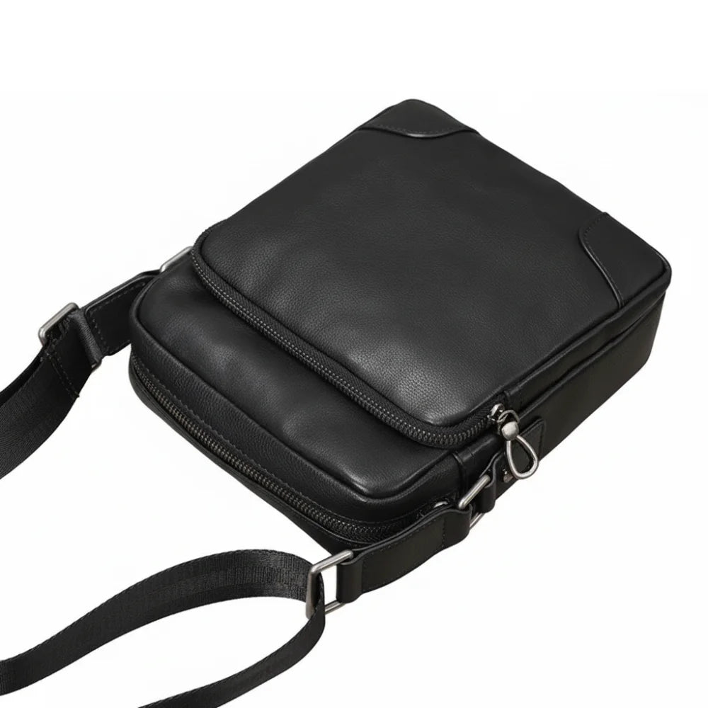 Bolsa Transversal de Couro Masculina - Modelo Core Black