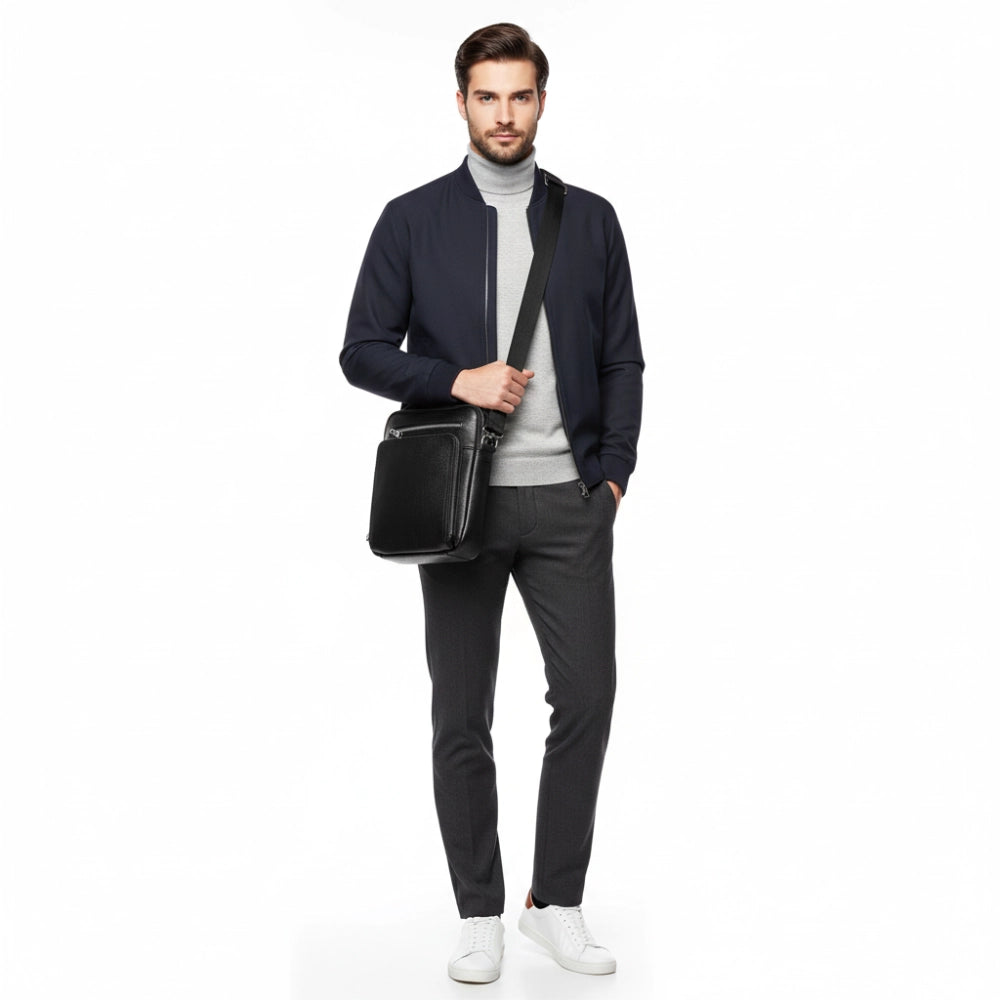 Bolsa Transversal de Couro Masculina - Modelo Duno